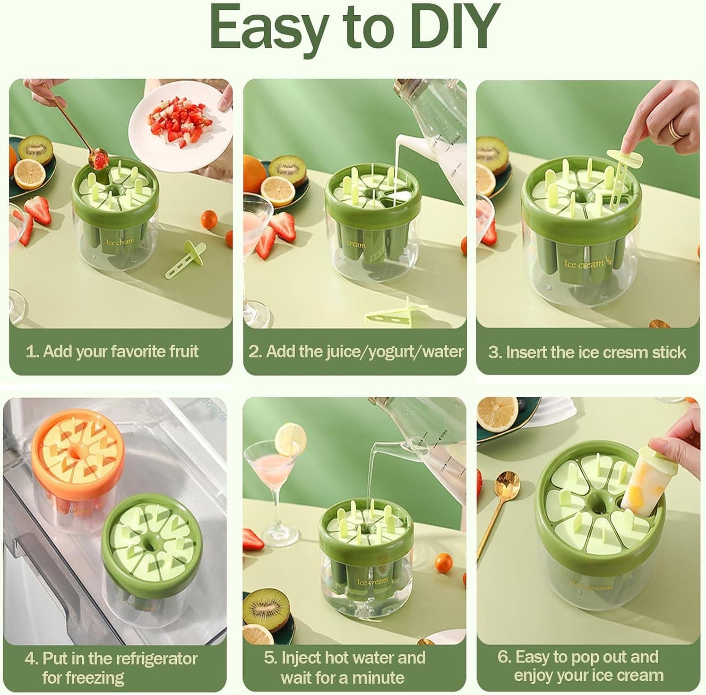 Reusable DIY 8 Pieces Ice Pop Mould